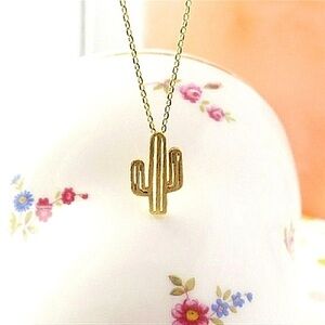 Dainty Cactus Pendant Necklace